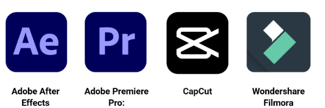 1. Adobe after effects2. Adobe premiere pro3. capcut4. Wondershare Filmore