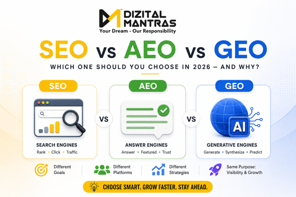 SEO vs GEO vs AEO